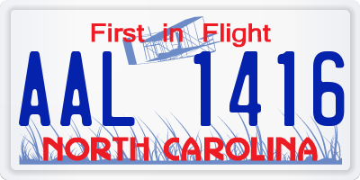 NC license plate AAL1416