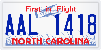 NC license plate AAL1418