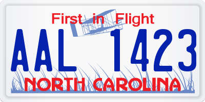 NC license plate AAL1423