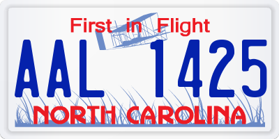 NC license plate AAL1425