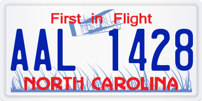 NC license plate AAL1428