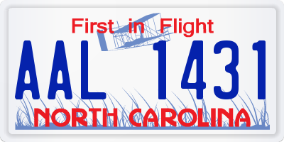 NC license plate AAL1431