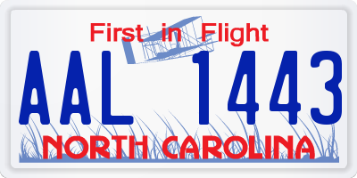 NC license plate AAL1443