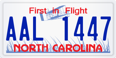 NC license plate AAL1447