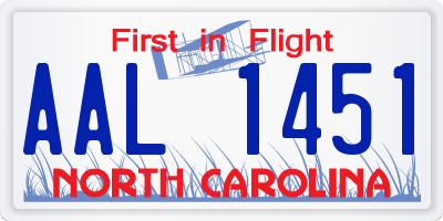 NC license plate AAL1451