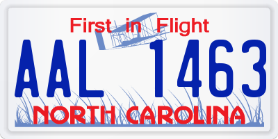 NC license plate AAL1463