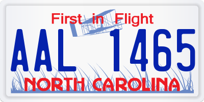 NC license plate AAL1465