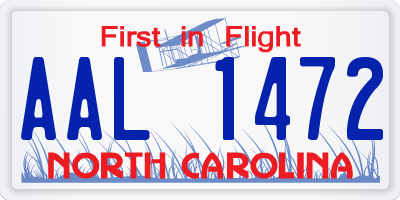 NC license plate AAL1472