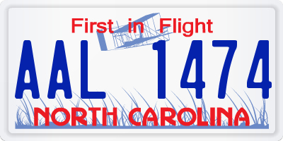 NC license plate AAL1474