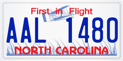 NC license plate AAL1480