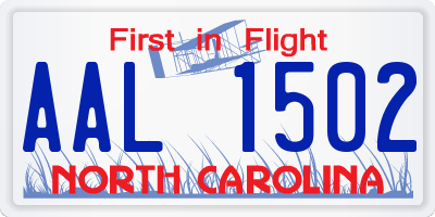 NC license plate AAL1502