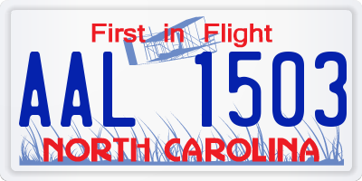 NC license plate AAL1503