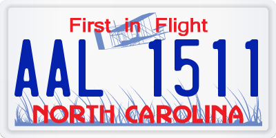 NC license plate AAL1511