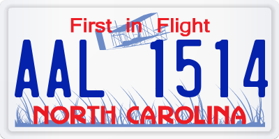 NC license plate AAL1514