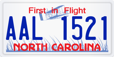 NC license plate AAL1521