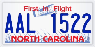 NC license plate AAL1522