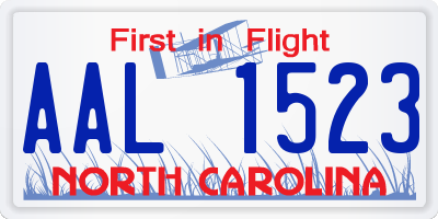 NC license plate AAL1523
