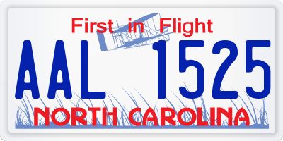 NC license plate AAL1525