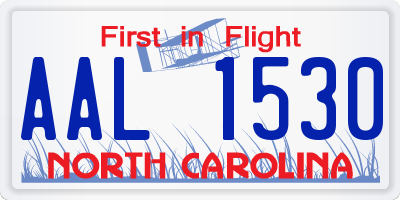NC license plate AAL1530