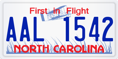 NC license plate AAL1542