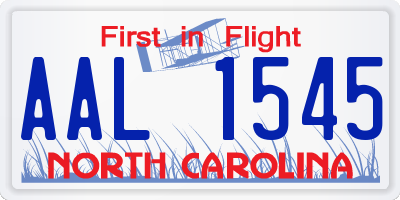 NC license plate AAL1545