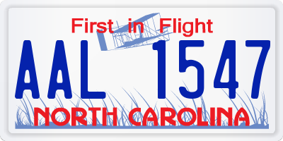 NC license plate AAL1547