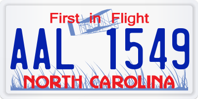 NC license plate AAL1549