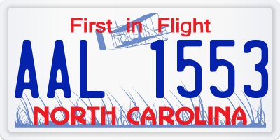 NC license plate AAL1553