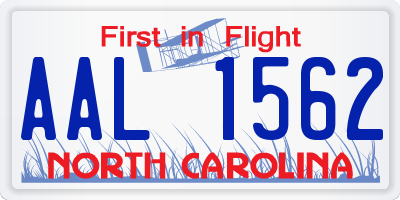 NC license plate AAL1562