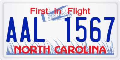 NC license plate AAL1567