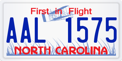 NC license plate AAL1575