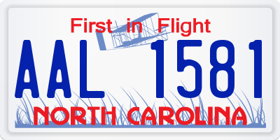 NC license plate AAL1581