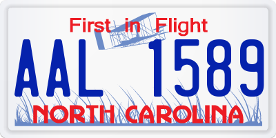 NC license plate AAL1589