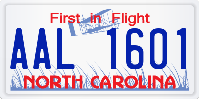 NC license plate AAL1601