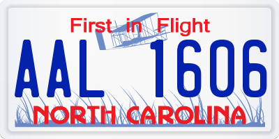 NC license plate AAL1606