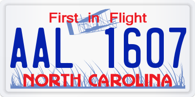 NC license plate AAL1607