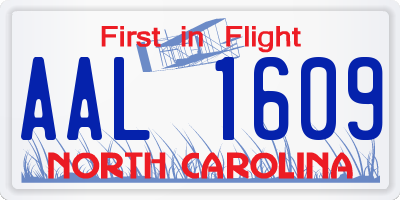 NC license plate AAL1609