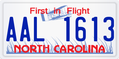 NC license plate AAL1613