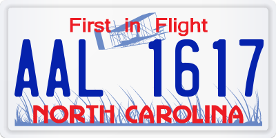 NC license plate AAL1617