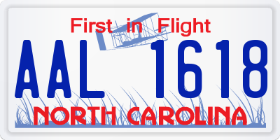 NC license plate AAL1618
