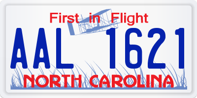 NC license plate AAL1621