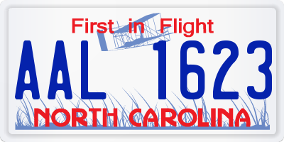 NC license plate AAL1623