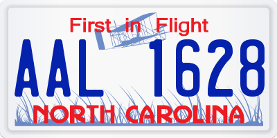 NC license plate AAL1628