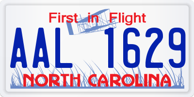 NC license plate AAL1629