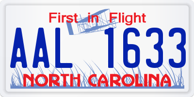 NC license plate AAL1633