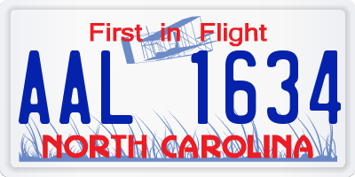 NC license plate AAL1634