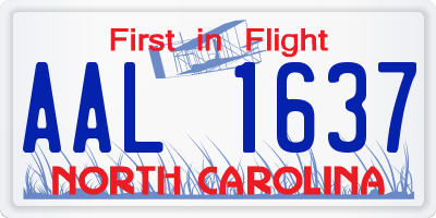 NC license plate AAL1637