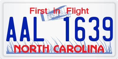 NC license plate AAL1639