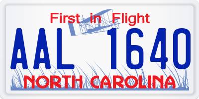 NC license plate AAL1640
