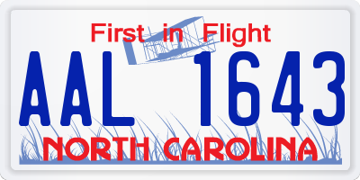 NC license plate AAL1643